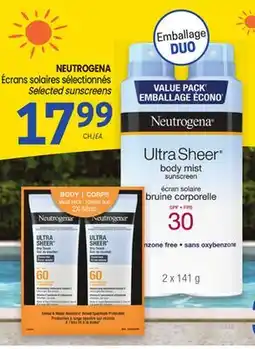 Uniprix NEUTROGENA Écrans solaires sélectionnés/Selected sunscreens offer