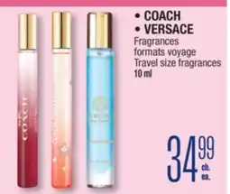 Jean Coutu COACH, VERSACE Travel size fragrances offer