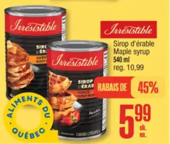 Jean Coutu Irresistible Maple Syrup offer