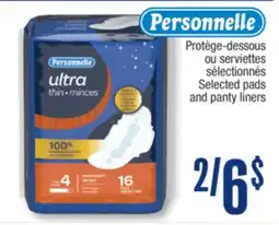 Jean Coutu PERSONNELLE Selected pads and panty liners offer