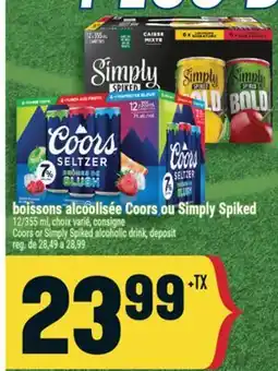 Marché Adonis boissons alcoolisée Coors ou Simply Spiked | Coors or Simply Spiked alcoholic drink, deposit offer