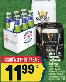 Marché Adonis bière Sapporo, Peroni ou Guiness | Sapporo, Peroni or Guiness beer offer