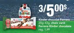 Marché Adonis Kinder chocolat Ferrero 20g–43g, choix varié | Ferrero Kinder chocolate offer