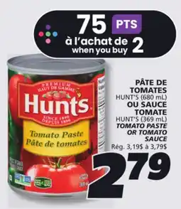 IGA HUNT'S TOMATO PASTE OR TOMATO SAUCE offer