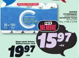 IGA COMPLIMENTS BATHROOM TISSUE offer