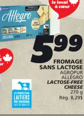 IGA ALLÉGRO LACTOSE-FREE CHEESE offer
