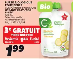 IGA COMPLIMENTS BIOLOGIQUE ORGANIC BABY FOOD PURÉE offer