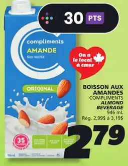 IGA COMPLIMENTS ALMOND BEVERAGE offer