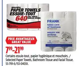Canadian Tire Selected Paper Towels, Bathroom Tissue and Facial Tissue offer