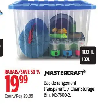 Canadian Tire MASTERCRAFT Clear Storage Bin offer