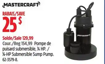 Canadian Tire MASTERCRAFT 1⁄4-HP Submersible Sump Pump offer