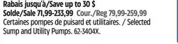 Canadian Tire Selected Sump and Utility Pumps offer