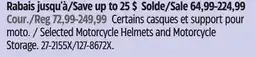 Canadian Tire Selected Motorcycle Helmets and Motorcycle Storage offer