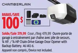 Canadian Tire 3⁄4-HP Chain-Drive Garage Door Opener with Backup Battery offer