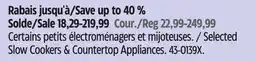 Canadian Tire Selected Slow Cookers & Countertop Appliances offer