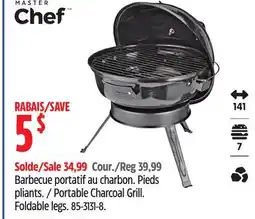 Canadian Tire MASTER Chef Portable Charcoal Grill. Foldable legs offer