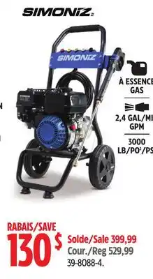 Canadian Tire Simoniz 3000 PSI Gas Pressure Washer & Accessories offer