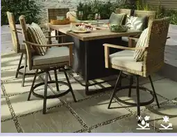 Canadian Tire 6 swivel chairs and high dining table with integrated gas fire pit offer