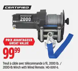 Canadian Tire CERTIFIED 2000-lb Winch with Wired Remote offer