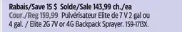 Canadian Tire Elite 2G 7V or 4G Backpack Sprayer offer