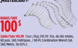 Canadian Tire 60-Pc Combination Wrench Set. SAE/Metric offer
