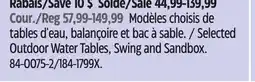 Canadian Tire Selected Outdoor Water Tables, Swing and Sandbox offer
