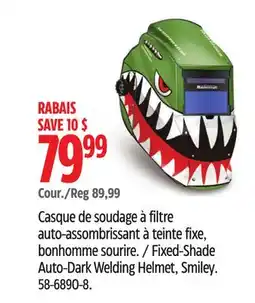 Canadian Tire Fixed-Shade Auto-Dark Welding Helmet, Smiley offer