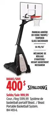 Canadian Tire Spalding Beast Portable Basketball System offer