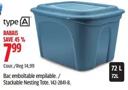 Canadian Tire TYPE A Stackable Nesting Tote offer
