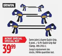 Canadian Tire Irwin 6-Pc Quick-Grip Bar Clamp offer