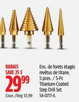 Canadian Tire 5-Pc Titanium-Coated Step Drill Set offer