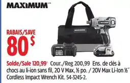 Canadian Tire 20V Max Li-Ion 1⁄2˝ Cordless Impact Wrench Kit offer