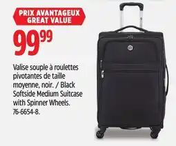 Canadian Tire Black Softside Medium Suitcase with Spinner Wheels offer