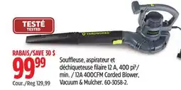 Canadian Tire Yardworks 12A 400CFM Corded Blower, Vacuum & Mulcher offer