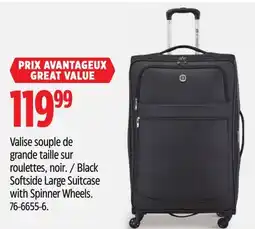 Canadian Tire Black Softside Large Suitcase with Spinner Wheels offer