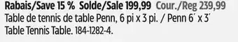 Canadian Tire Penn 6´ x 3´ Table Tennis Table offer