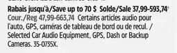 Canadian Tire Selected Car Audio Equipment, GPS, Dash or Backup Cameras offer