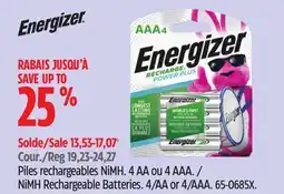 Canadian Tire Energizer NiMH Rechargeable Batteries offer