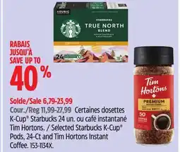 Canadian Tire Selected Starbucks K-Cup Pods, 24-Ct and Tim Hortons Instant Coffee offer