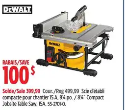 Canadian Tire DEWALT 81⁄4˝ Compact Jobsite Table Saw, 15A offer