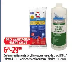 Canadian Tire Selected HTH Pool Shock and Aquarius Chlorine offer