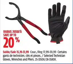 Canadian Tire Selected Technician Gloves, Wrenches and Pliers offer