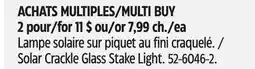 Canadian Tire For Living Solar Crackle Glass Stake Light offer