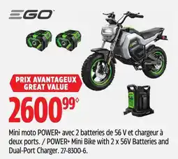 Canadian Tire EGO POWER+ Mini Bike with 2 x 56V Batteries and Dual-Port Charger offer