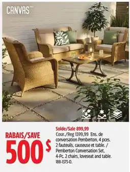 Canadian Tire Pemberton Conversation Set, 4-Pc. 2 chairs, loveseat and table offer
