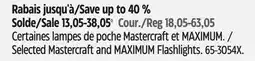 Canadian Tire Selected Mastercraft and MAXIMUM Flashlights offer