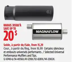 Canadian Tire MagnaFlow Selected Universal Performance Mufflers and Tips offer