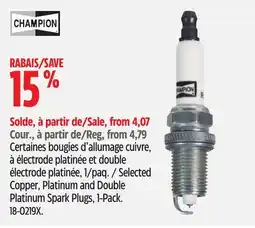 Canadian Tire Selected Copper, Platinum and Double Platinum Spark Plugs, 1-Pack offer