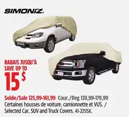 Canadian Tire Simoniz Selected Car, SUV and Truck Covers offer