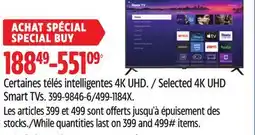 Canadian Tire Selected 4K UHD Smart TVs offer